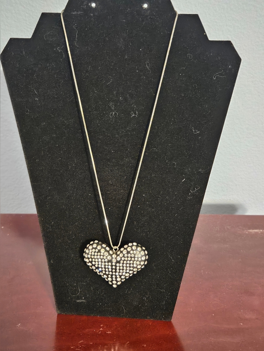 Heart Pendant Necklace with Clear Crystal Accents